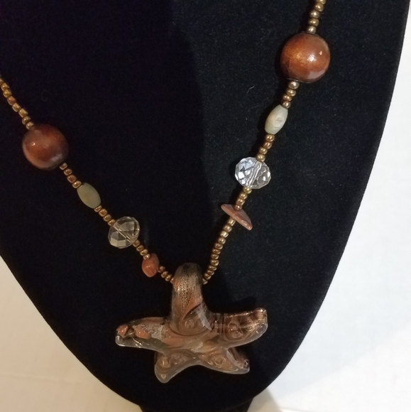 Glass star necklace j173 - Picture 3 of 6